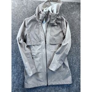 Lole‎ Born In Montreal Coat Mens S Hooded Fleece Front Zip Pocket Jacket Brown